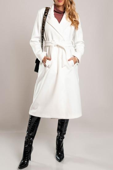 Елегантно дълго палто с копчета, бяло